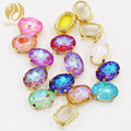 K9 Glass Oval Shape Sew on Crystal Rhinestones With Golden Claw Setting