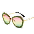 Qmoon Gorgeous Gradient Color Lens Sunglasses Designer Glasses Men That Light up Rhinestone Handmade Sunglasses Women