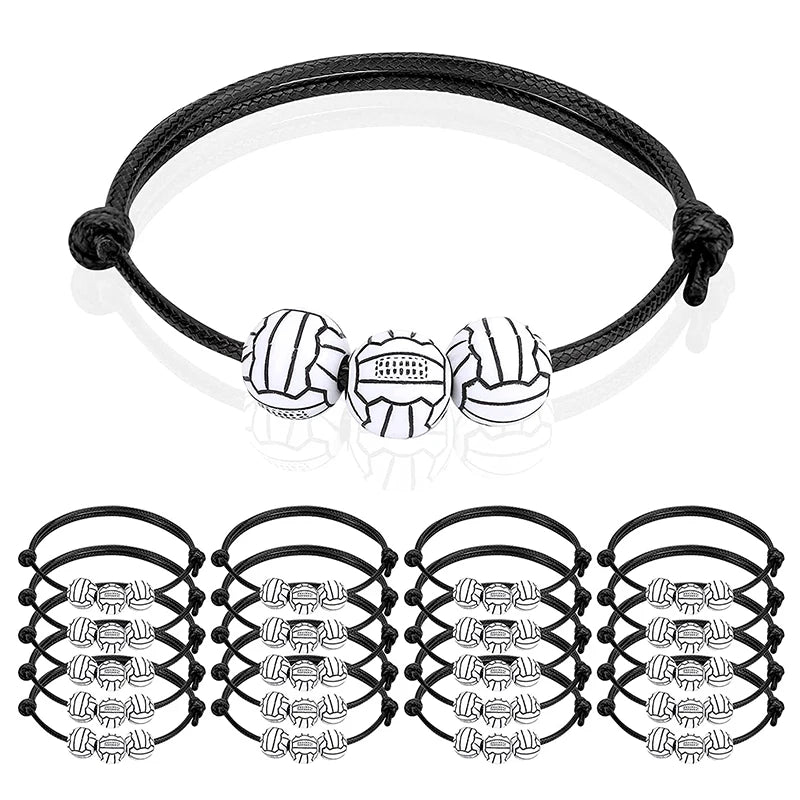 80 Colors Manufacturer Handmade Acrylic Baseball Softball Volleyball Football Beads Sports Charm Men Ladies Bracelet