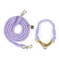 High Quality Macaron Pet Collar Leash Set Rainbow Rope Braided Cotton Rope