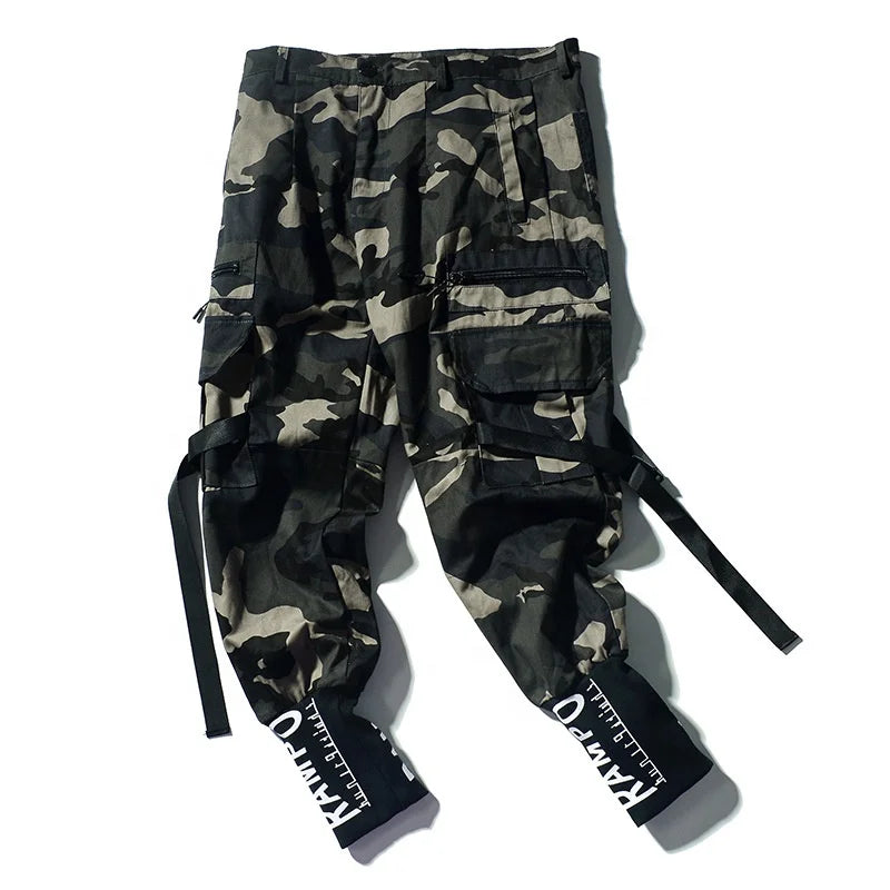 Custom Sports Fitness Camouflage Big Pocket Street Pants Men's Trousers Camo Cargo Pants
