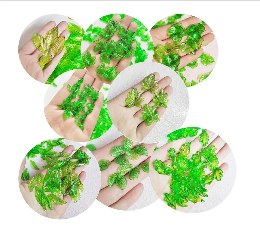 500g/Lot Green Acrylic Leaf Charms Pendant Plastic Leaves Dangles for Necklace Bracelet Earring Jewelry Craft Making Findings