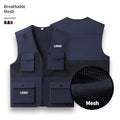 Color Customized Breathable Mesh Summer Zip up 4 Pocket V-Neck Fishing Men Sleeveless Jackets Working Camping Logo Custom Vest