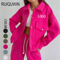 RUIQUWIN Custom Logo 2 Piece Long Sleeve Set Sweatsuit Oversized Hoodies Joggers Hoodie Sweatpants Set for Women