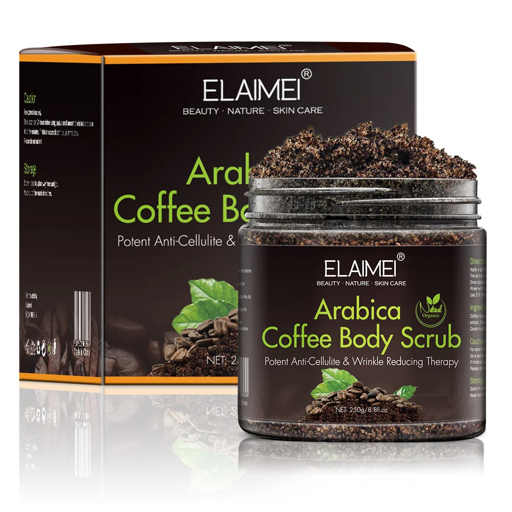 ELAIMEI Private Label Custom logo Wholesale Skin Care Brightening Exfoliating Organic Natural Coffee Body Scrub