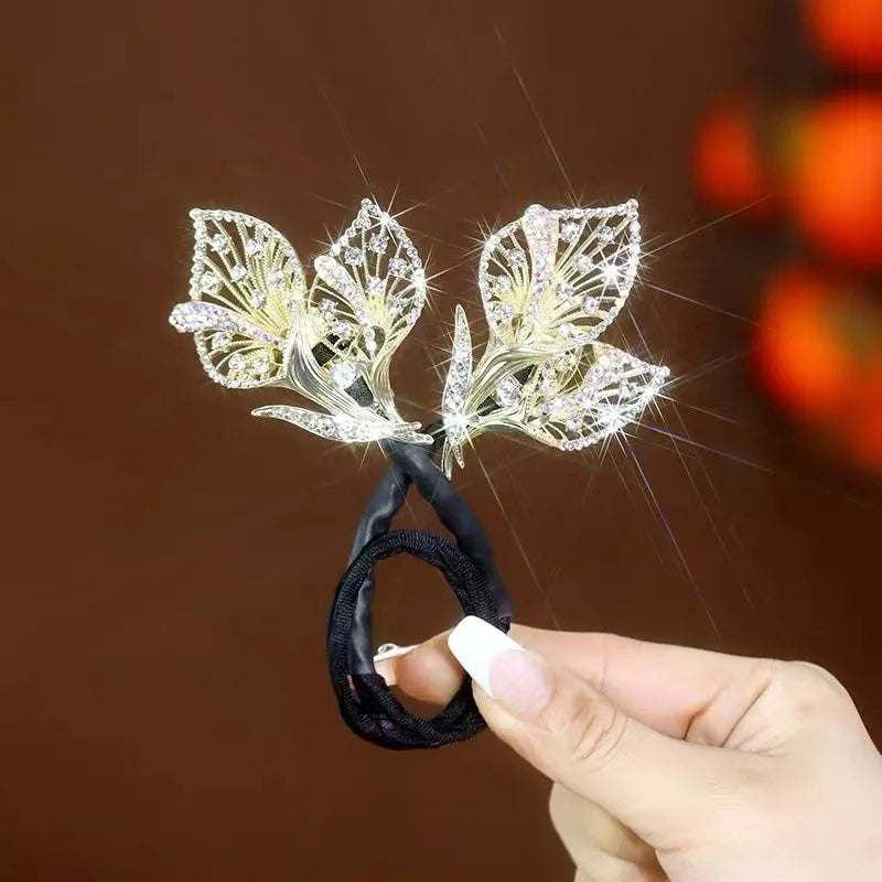 Rhinestone Crystal Feather Deft Bun Hair Bun Maker Hair Twist French Donut Bun Maker Styling Twister for Women Hair Braider