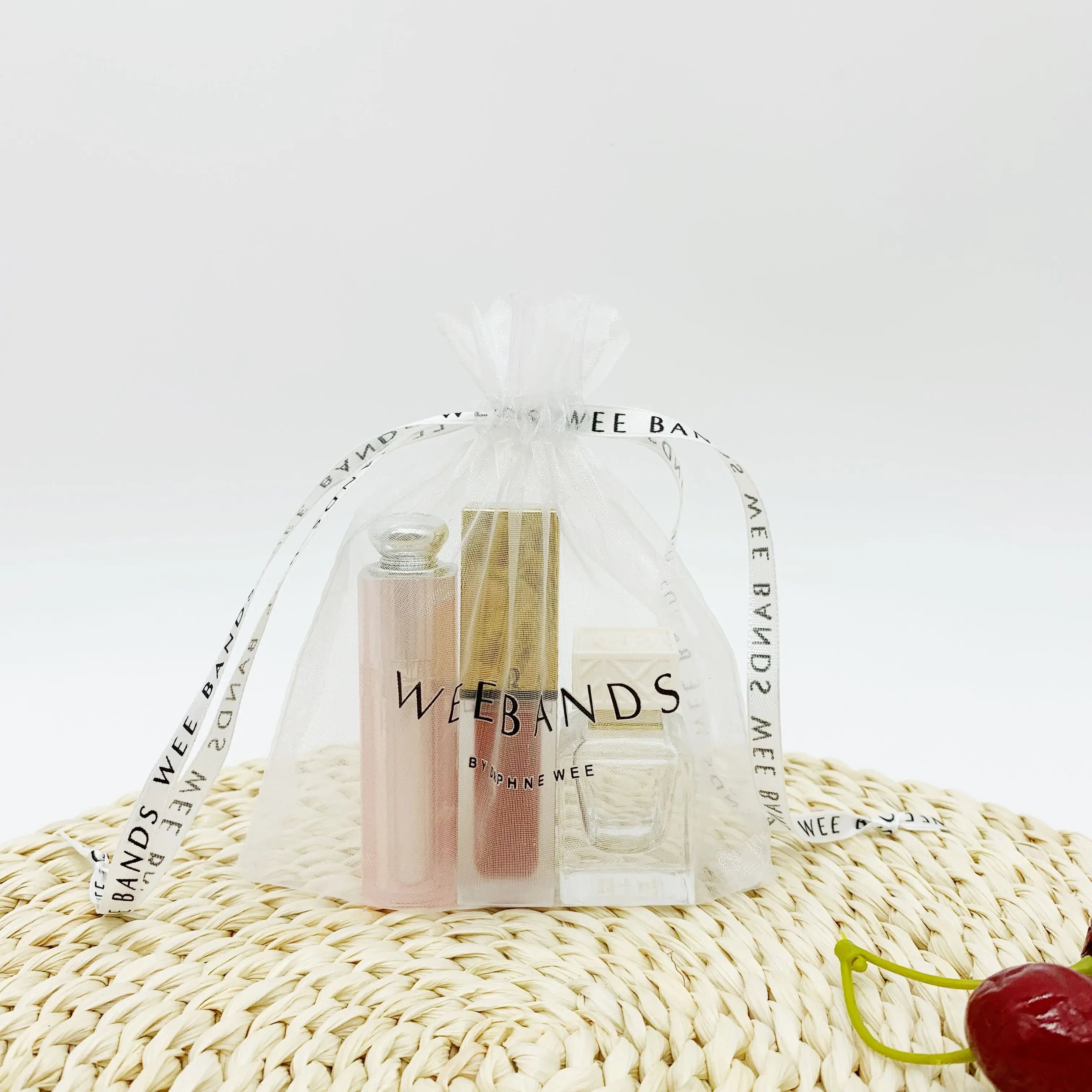 Jewelry Bag Packaging  Pouch Wholesale Organza Gift Bag With Custom Logo Printed Ribbon Pouch Organza