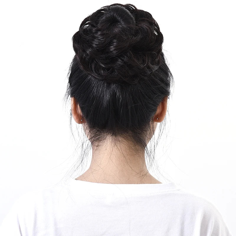 FX-HA26 Women and Girls Hair Buns With Rubber Band Synthetic Hair Ring Wrap on Messy Ponytails Hair Bun Wholesales
