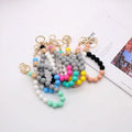 Unique Beaded Bangle Key Chains Girls Women Gift Silicone Bead Wristlet Key Chains Silicone Key Rings Bracelet Wristlet Keychain