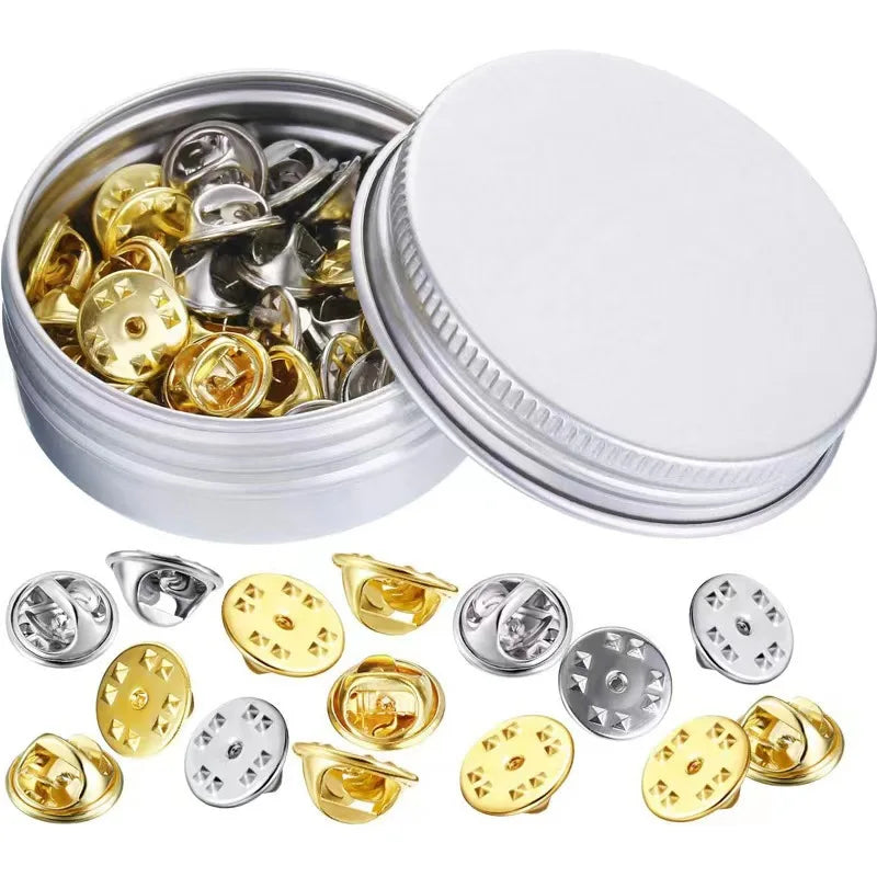 50 Pcs Box Metal Pin Backs Locking Pin Keepers Clasp Enamel Pins Accessories Butterfly Clutch Fastener