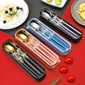 Hot Sale Multiple Color Portable Flatware Sets Outdoor Travel Silver and Gold 3PCS 304 Stainless Steel Cutlery Set with case