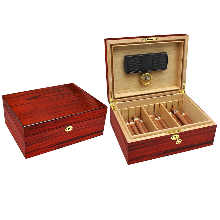High Quality New Design Manufacturer Customized Handmade Glossy Cedar Cigar Accessories Wood Cigar Box Humidor