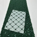 Glitter/Silver Net Fabric Beads Pearl Tulle Cloth Beaded Lace Stretch Wedding Dress Fabric for Women