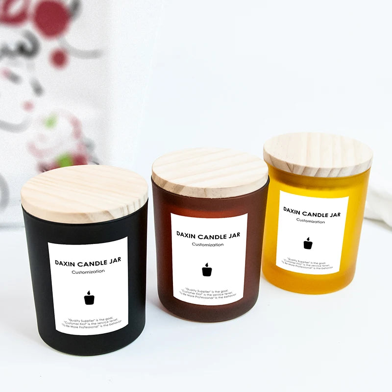 Made to Order Label Wholesale Water Cup Candle Packaging 8oz 12oz 16oz Frosted Stained Glass Candle Jar for Candle