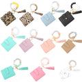 Custom Rubber Keychain Silicone Bead Wristlet Keychain Beaded Bracelet Credit Card Holder Wallet