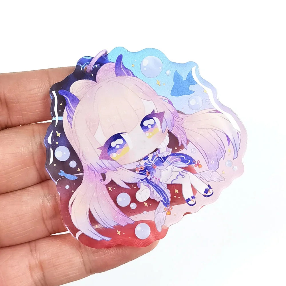 Custom Colorful Printing Anime Epoxy Acrylic Keychains Unique Plastic Charms