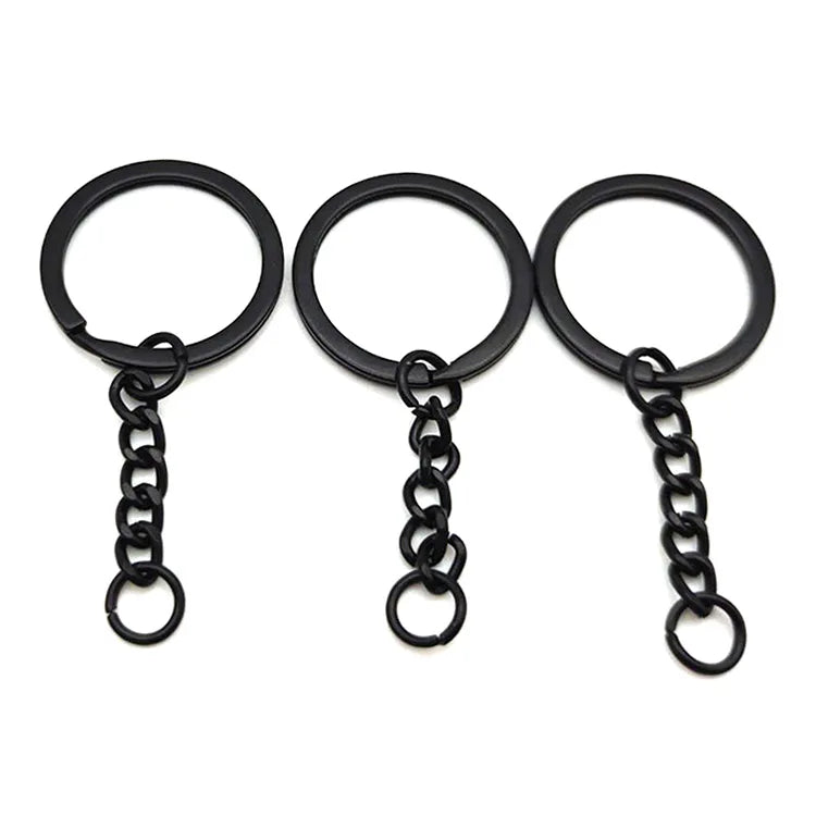 Black or Custom Color Keychain Link Chain Keychain Split Key Ring With Chain