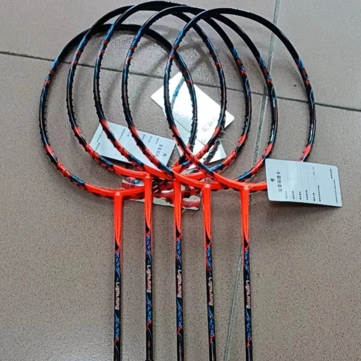 Full Carbon Wood Handle Badminton Rackets 30 LBS Tension Graphite-fiber 4U Badminton Racket Without Strings