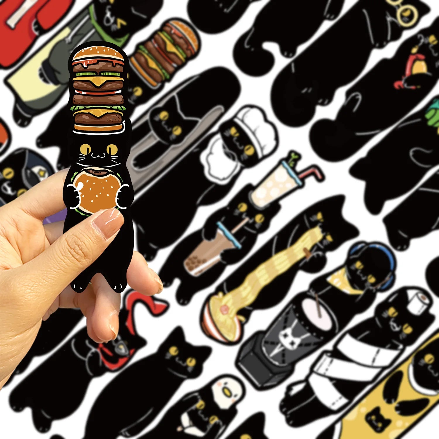 30PCS Funny mysterious kitty gothic black cat reading book mark