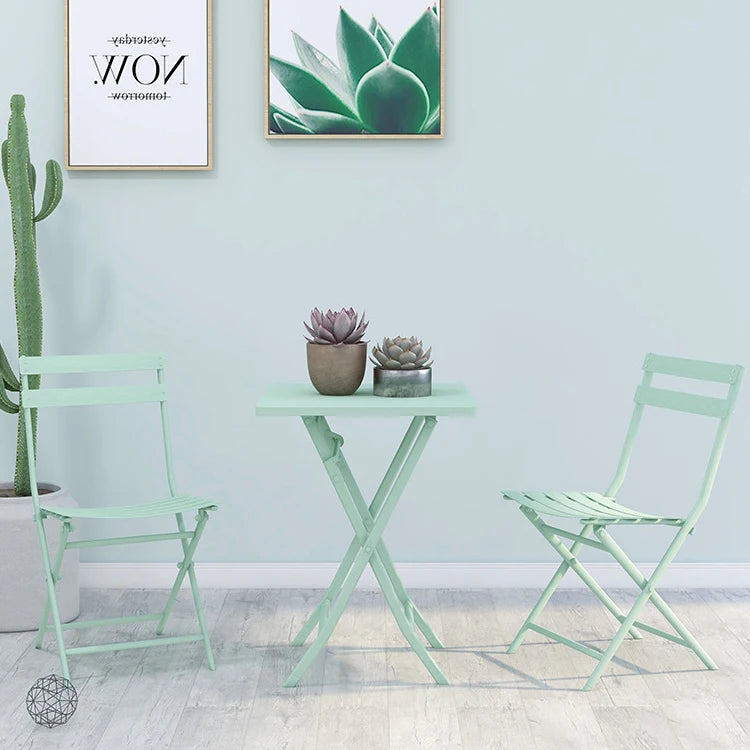 Wholesale Balcony Garden Use Bar Simple Fashion Leisure Outdoor Furniture Coffee Shop Folding Metal Cafe Table Set