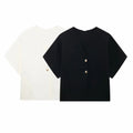 ZATRHMBM Summer Women's Short Sleeve Knit Tops 2024 Casual Fashion V-Neck Knit Sweater Tops Elegant Streetwear  Women's Tops
