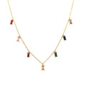 Fashionable Color CZ Chocker Necklace 18K Gold Plated 925 Sterling Silver  Rectangle Stone Necklace