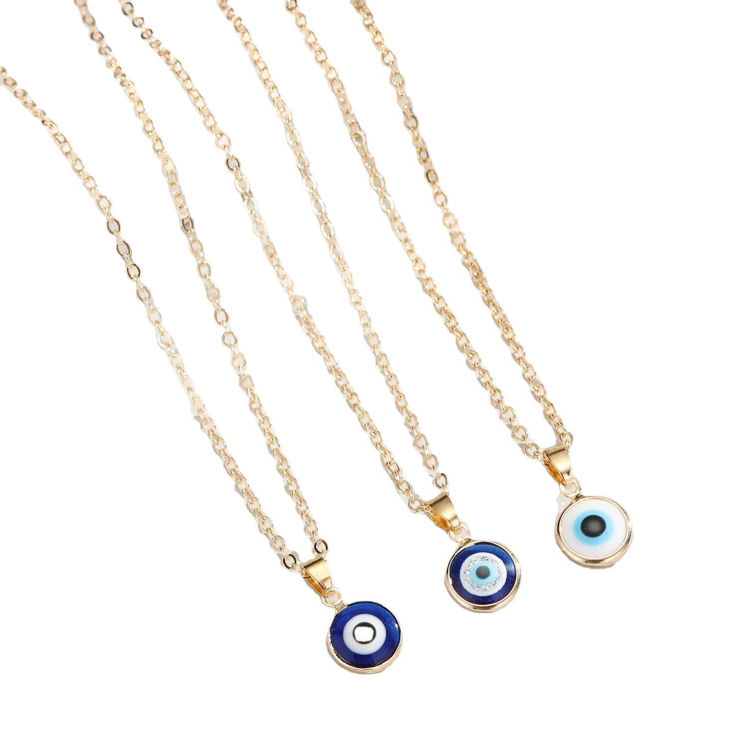 Women's Lucky Necklace Devil's Eye Pendant Simple Fashion Trendy Gold Plated Link Chain Pearl Manufacturer's New Design