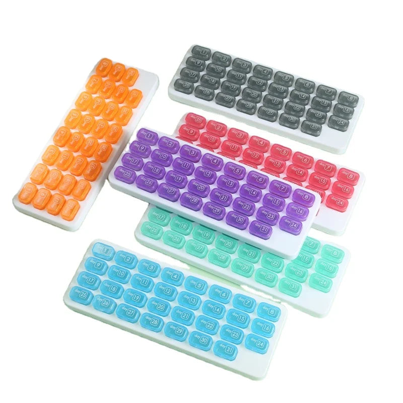 Eco-friendly Pill Organizer Rectangular 31 Grid Large Capacity Medicine Box Storage Pills Cases Container Pill Box Monthly