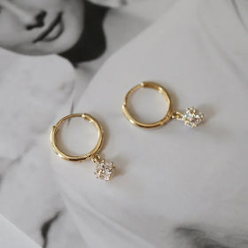 9K Solid Gold Small Earrings Designs AU375 Hoop Huggies Earrings With Zircon Gold Earrings 9K Gold Jewelry Fashion Jewelry