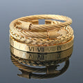 Hot Selling Men's Gold Titanium Gang Bracelet Stainless Steel Hexagon Square Head Roman Numeral Braided Fashion Charm Bracelets