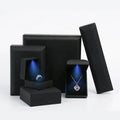 Custom Luxury Black Plastic Gift Logo Set Velvet Led Light Necklace Ring Jewelry Jewellery Packaging Box With Light up for F59