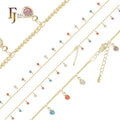 FJ Fallon Fashion Jewelry Fancy Cable Link Colorful Chain Plated in 14K Gold Brass Based