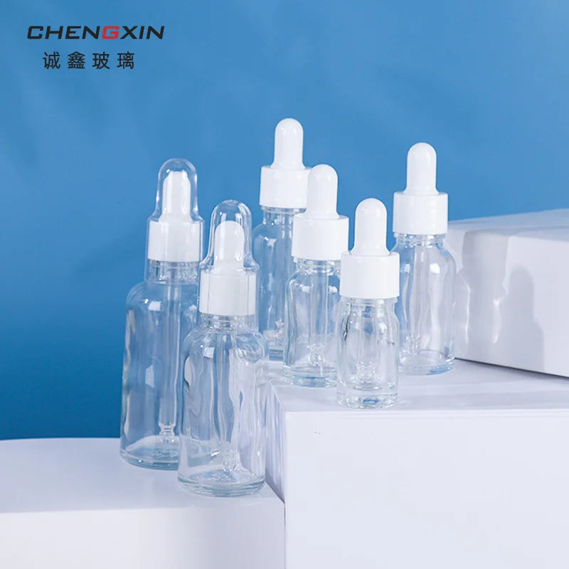 50ml Brown Transparent Square Glass Bottle with Dropper for Face Cream & Wigs Rubber Stopper Screen Printed in Stock