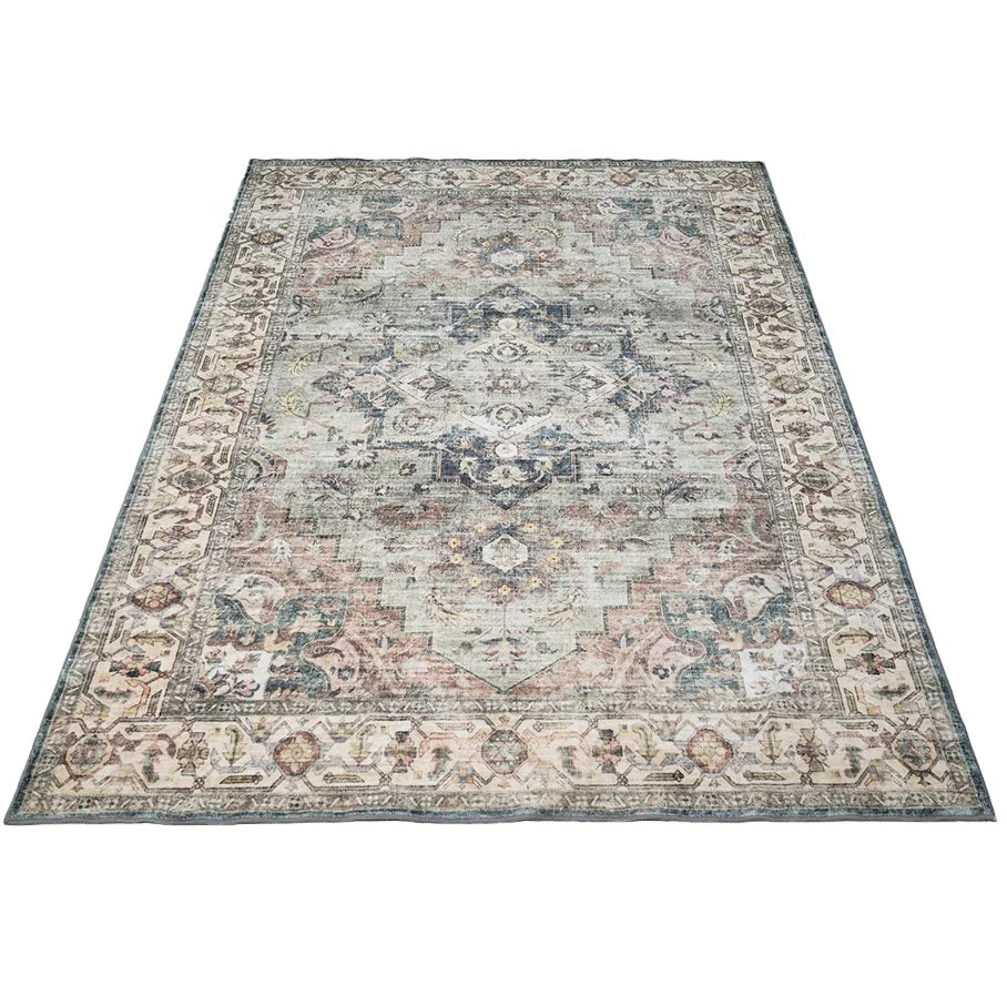 Portable and Machine Washable 3D Printed Polyester Living Room Center Rug