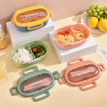 Wholesale 2-Compartment BPA Free Heatable Plastic Bento Box Cutlery Microwave Safe Leak Proof Lunch Box Handle for Kids Adults
