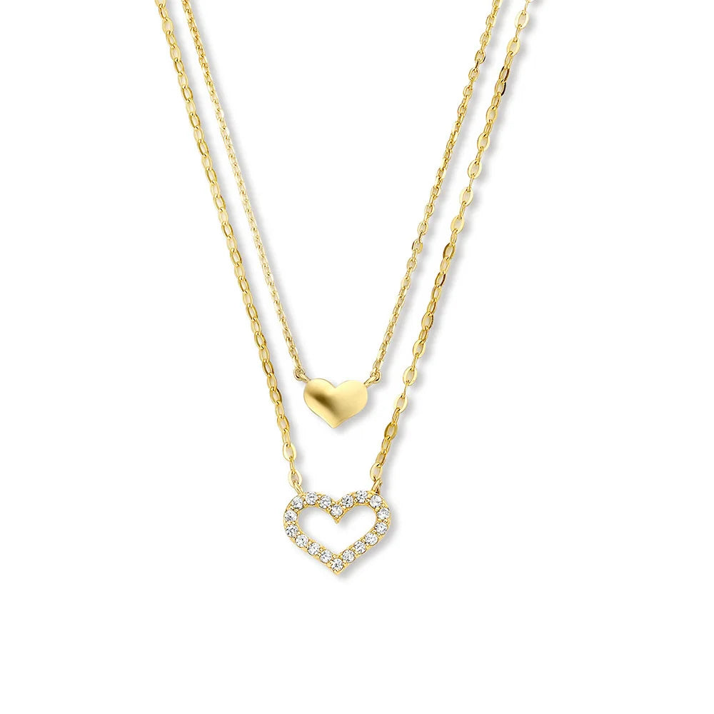 925 Sterling Silver Double Chain Heart Pendant Necklace Cross Star Pendant Necklace for Women
