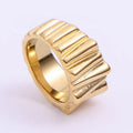 2026 New Arrivals Women Fashion Minimalist Hypoallergenic Jewelry Texture Crease Ring 18k Gold Plated Stainless Steel Ring