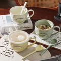 Large Capacity Ceramic Coffee Cup with High Breakfast/Oatmeal/Afternoon Tea Cup Includes Lid