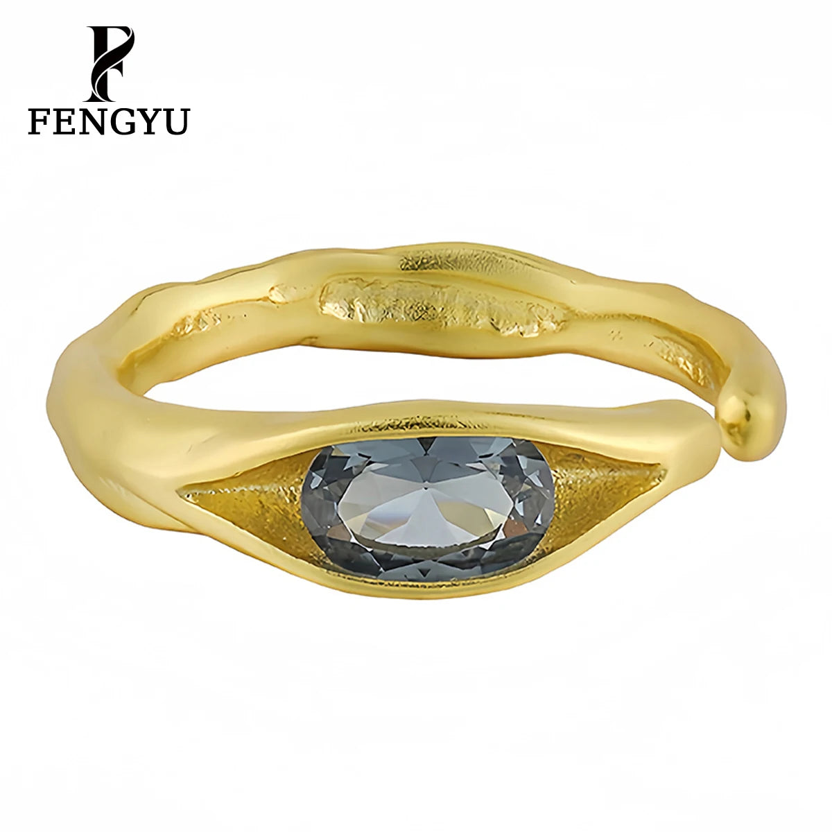 Fine 18K Gold Irregular Zircon Rings for Women 925 Sterling Silver Fashion Adjustable Gemstone Ring Custom Jewelry Wholesale