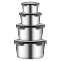 350ml 600ml 1000ml 2100ml Airtight Leakproof Round Stainless Steel 304 Food Storage Container With PP Lids Salad Mixing Bowls