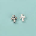 7mm Punk 3D Cross Charm Beads Solid 925 Sterling Silver Cross Spacer Beads for Christianity Jewelry Making Kit