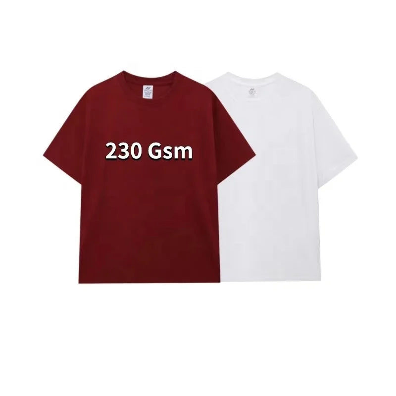 Men's Round-neck T-shirts 100% Cotton 230GSM Unisex Custom Logo Short Sleeve Plain Tshirt Men's T-shirts Sportswear