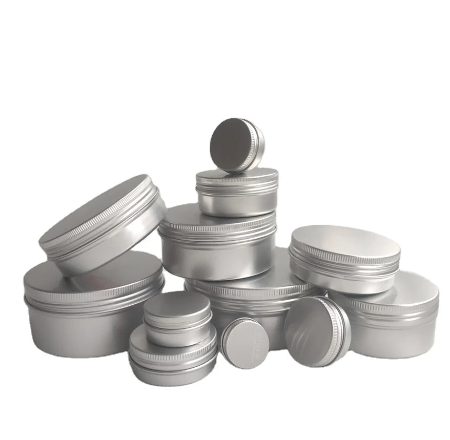 Custom 30ml 50ml 80ml 100ml Aluminum Tin Containers Spice Jars for Packaging Loose Powder Blush Mascara Shampoo Wax