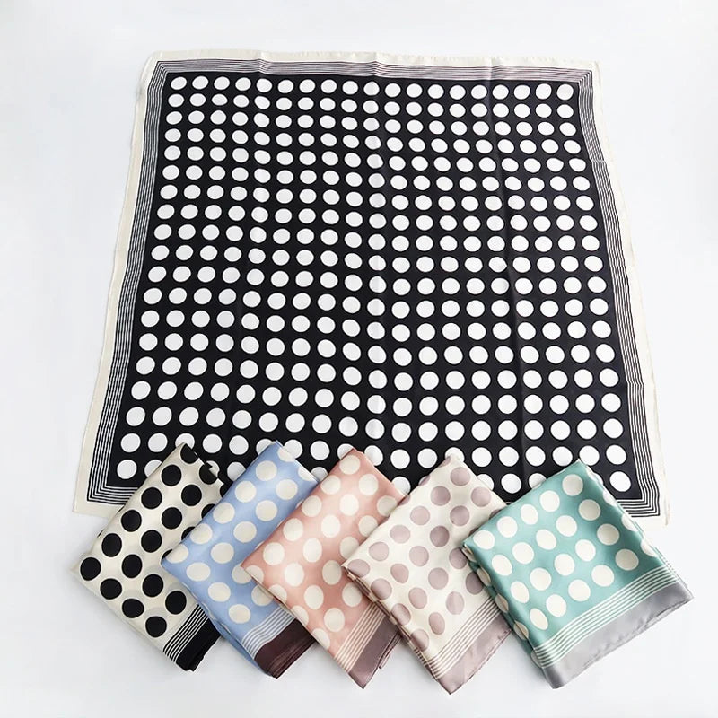 Factory Directly Wholesale 70*70 Polyester Silk Scarves 2024 Stock Ready to Ship Polka Dot Luxury Scarf Branding