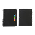 Custom Size A5 Sprials Notebook Black Paper Hard Cover with Colourful Labels and Elastic Pen Holder Loose-leaf Binding