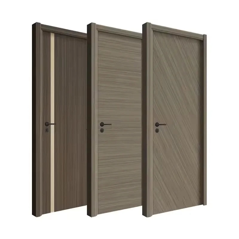Customized Waterproof Interior Prehung Wood Doors WPC Slab Wooden Doors for Houses