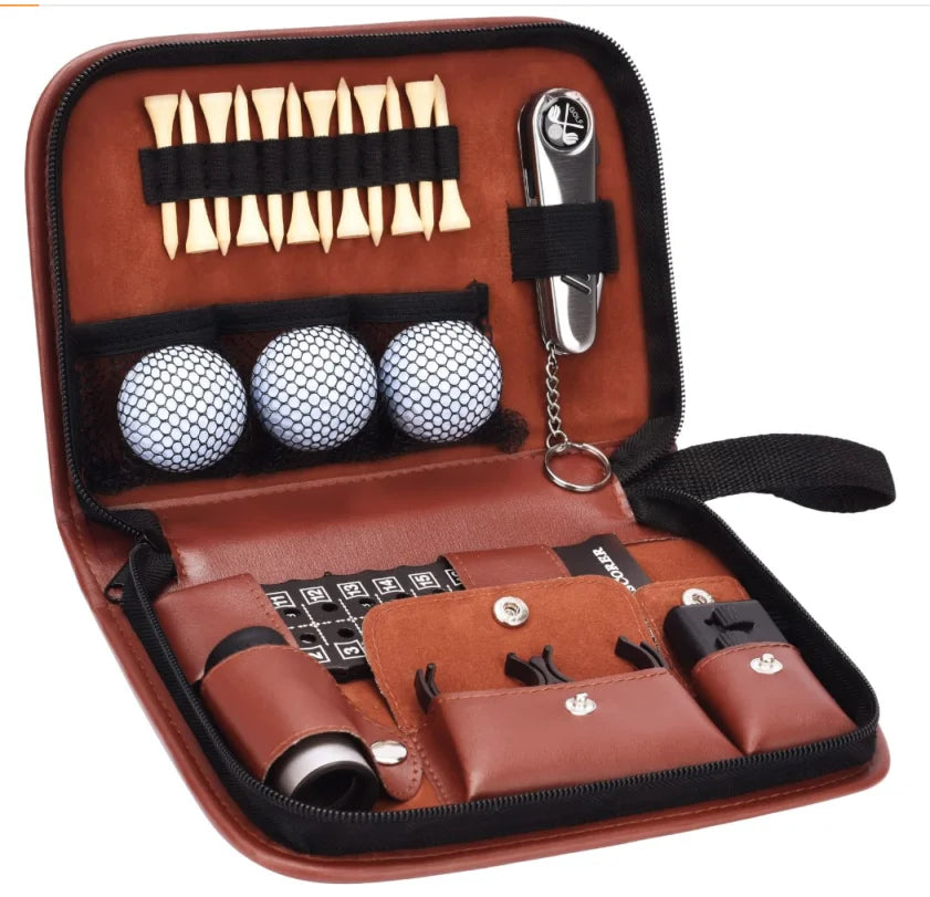 PU Leather Portable Golf Gift Case Large Capacity Golf Storage Bag Waterproof Glove Holder Ball Bag