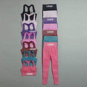 2023 New Women Workout Sportswear Gym Clothes Fitness Long Sleeve Crop Top High Waist Leggings Sports Suit Yoga Set