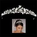 Clear Crystal Wedding Tiara Headband Beaded Flower Prom Bridal Hair Band Pearl Bride Headpiece for Women Hair Jewelry