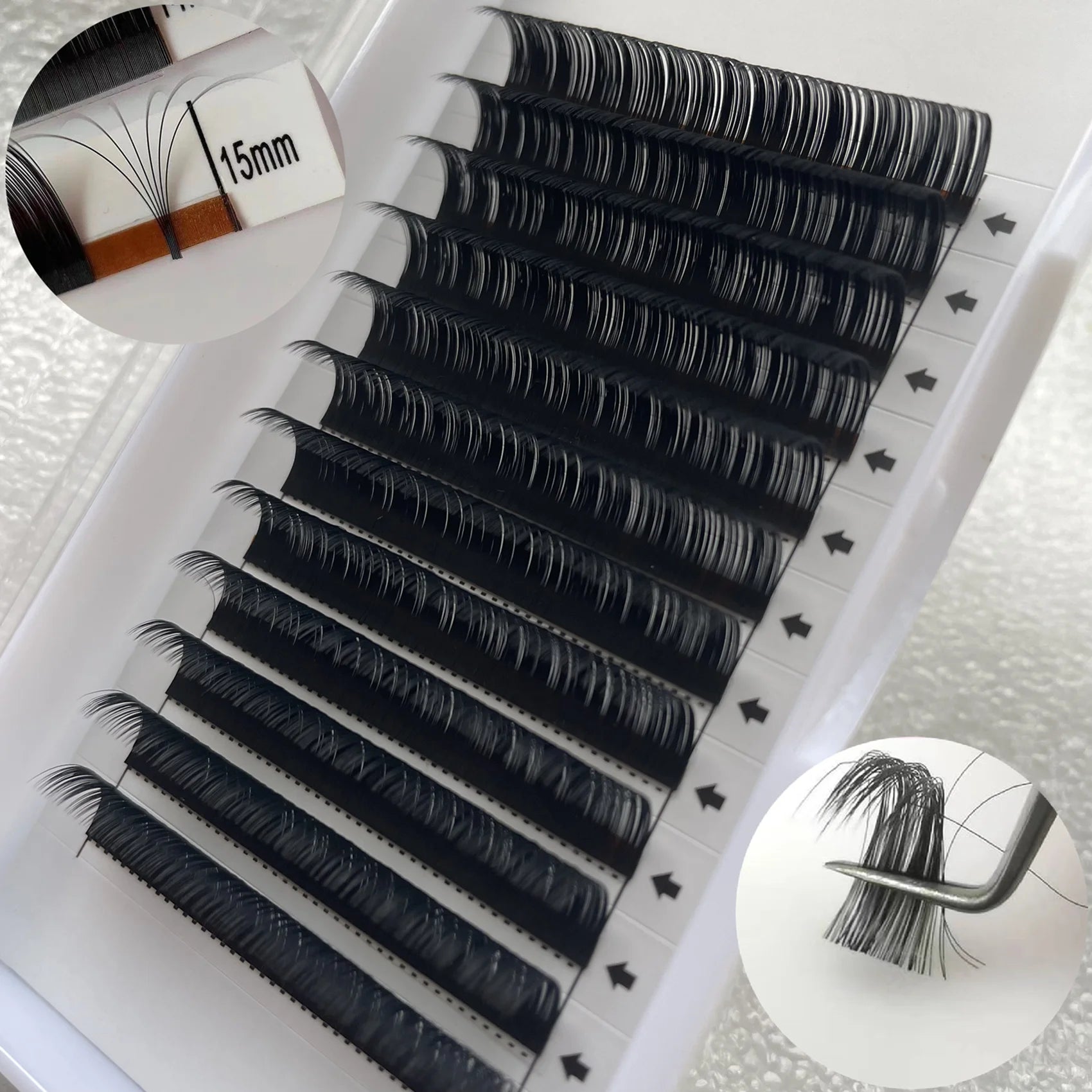 Private Label 0.03 0.05 0.07 Individual Lash Supplier Soft Matte Black Volume Lash Trays Mega Volume Cashmere Eyelash Extensions